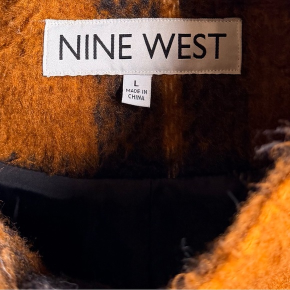 Nine West Orange and Black Plaid Teddy Jacket-size Large - Picture 3 of 6